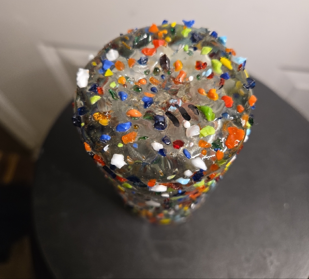 Colorful Multicolor Hand Blown Glass Vase - Picture 7 of 9